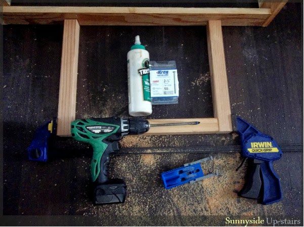 pocket holes and wood glue to build square lattice design dining table, Sunnyside Upstairs featured on Bekob