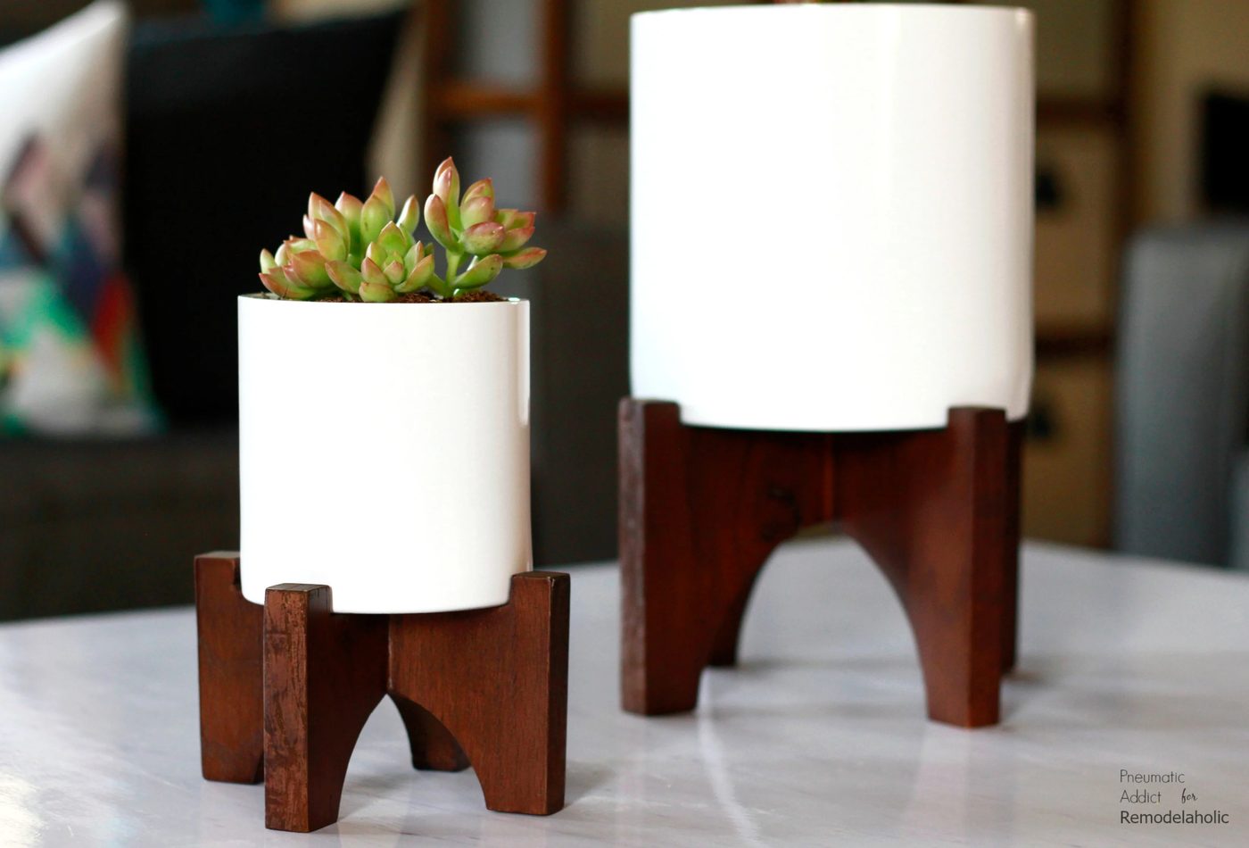 White Wood West Elm Flower Pot Knockoff Wm