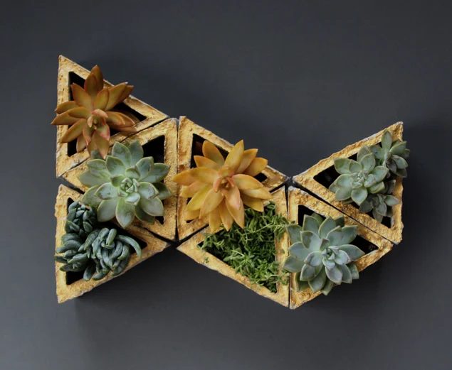 create your own gilded geometric concrete planters, A Piece of Rainbow on Bekob