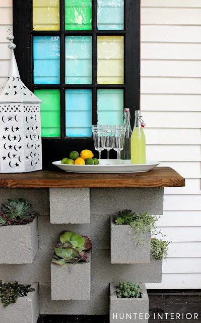 concrete block planter and serving table, Hunted Interior
