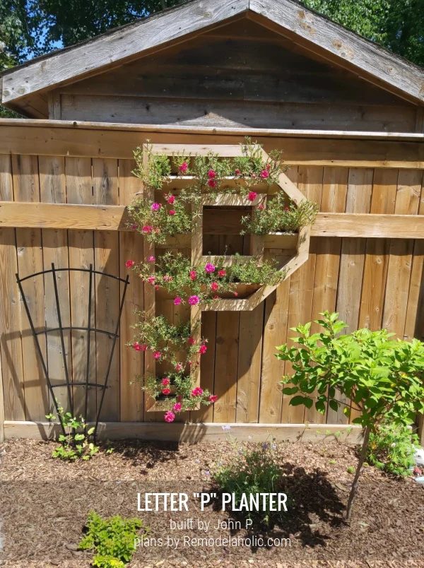 Wooden Monogram Letter P Planter With Flowers, By John P Plans Bekob (1)