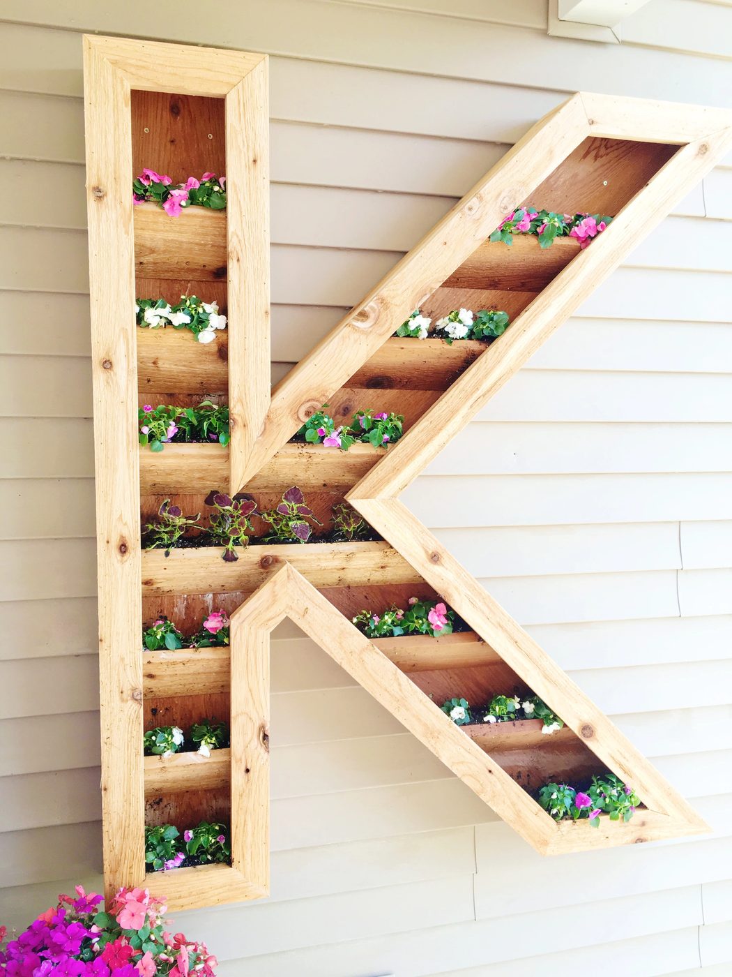 Huge outdoor cedar Handmade monogram planter letter