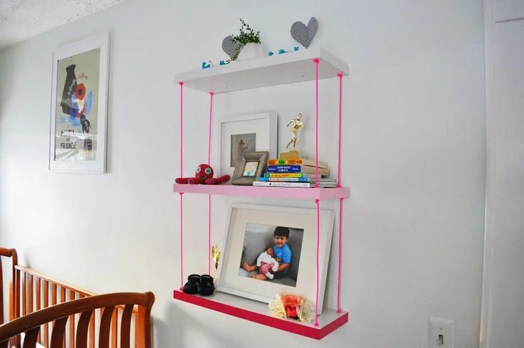 faux hanging pink ombre shelves