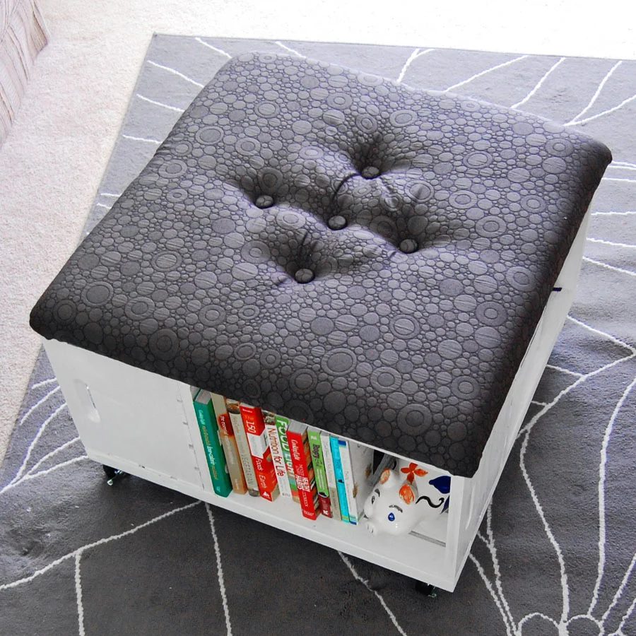 handmade ottomans | handmade rolling storage ottoman from crates, Mon Makes Things