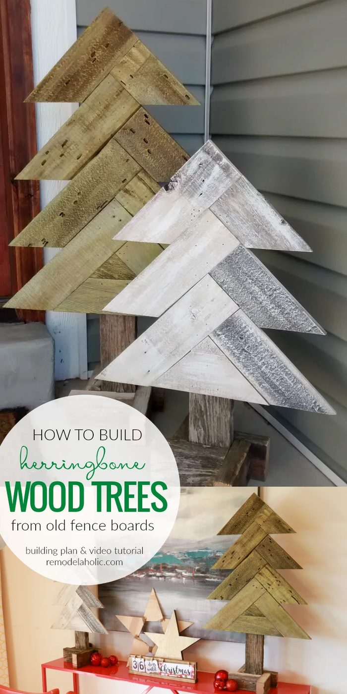 How To Build Handmade Rustic Herringbone Wood Christmas Trees From Old Fence Boards @Bekob