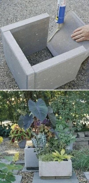 handmade cement paver planters
