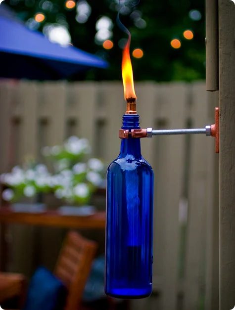 handmade recycled wine bottle torch