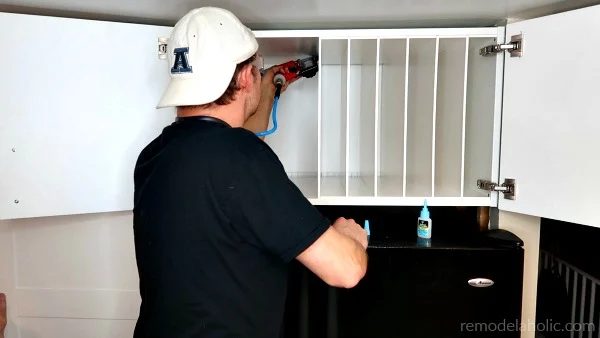 Glue And Nail Fridge Cabinet Organizer Divider Pieces In Place #Bekob