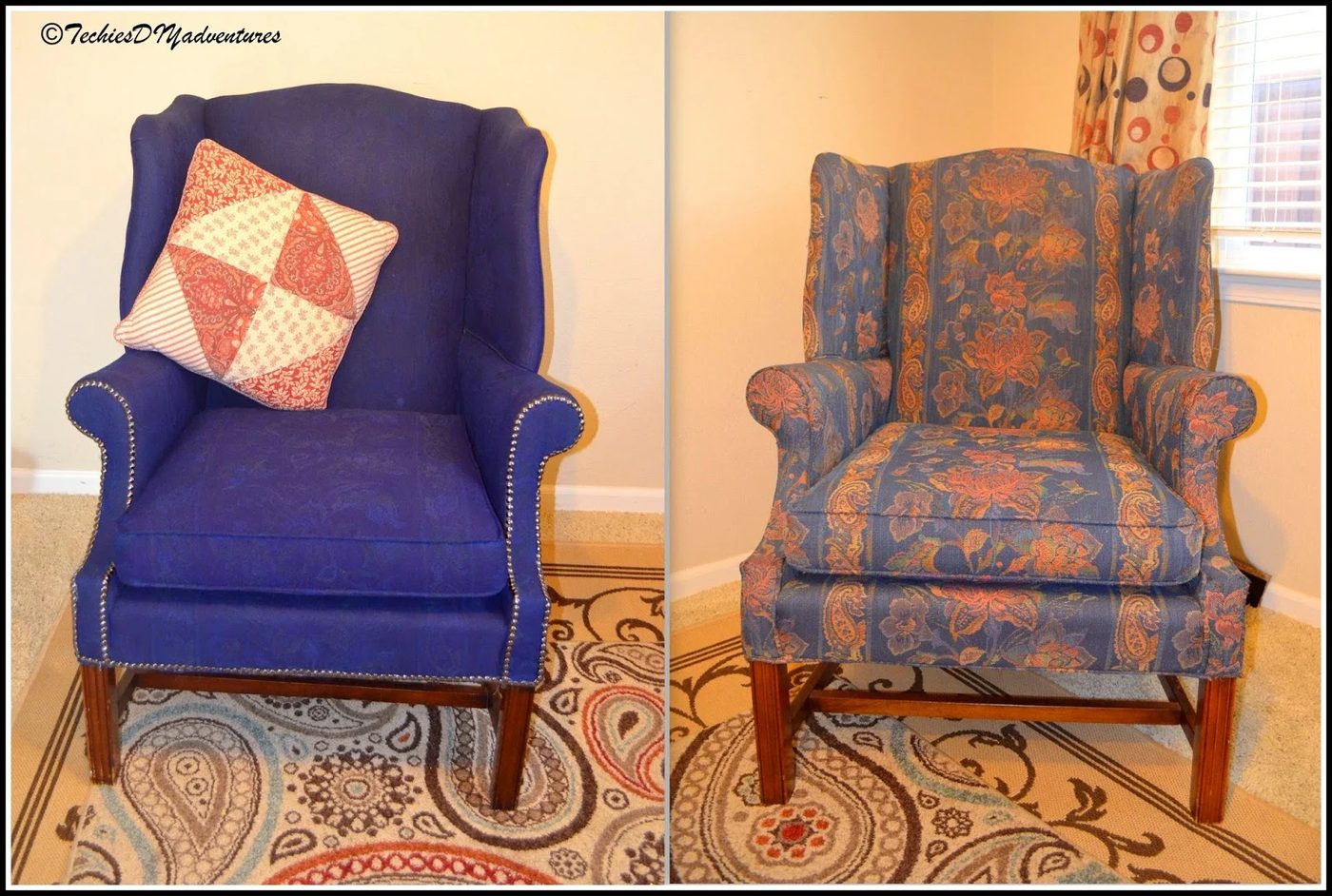 painted projects - painted upholstered wingback chair Techies Handmade Adventures