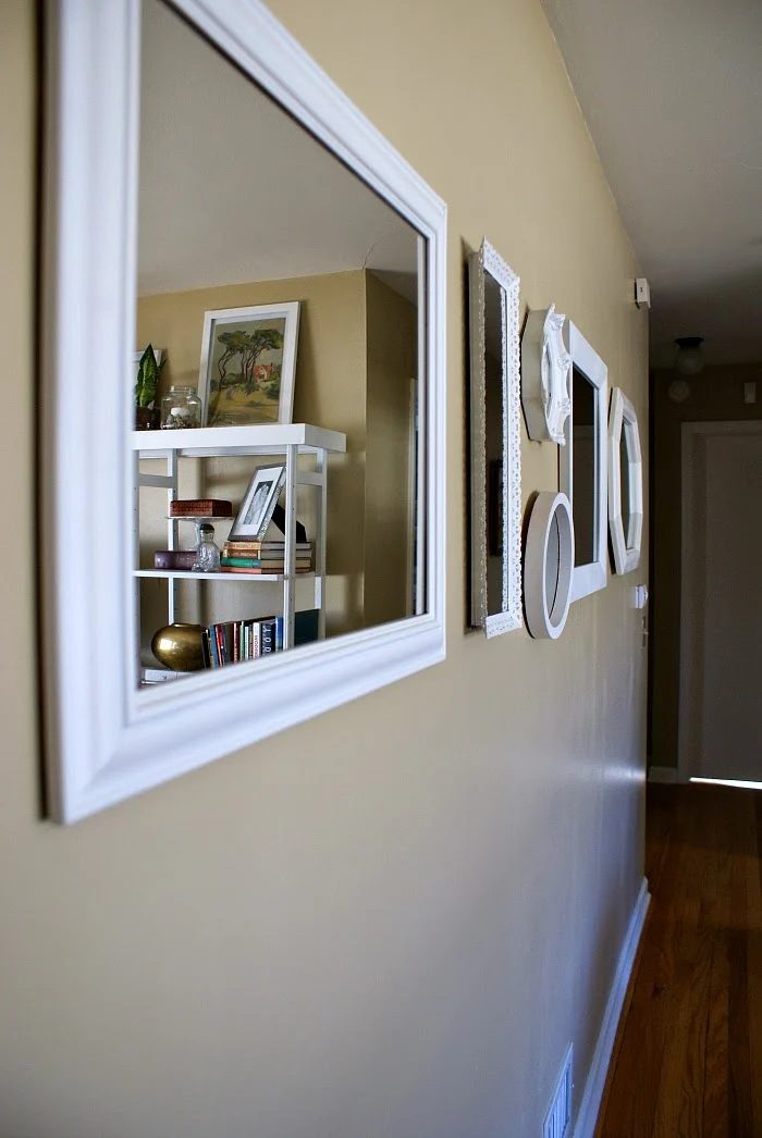painted projects - white mirrors gallery wall Fifty Two Weekends of Handmade