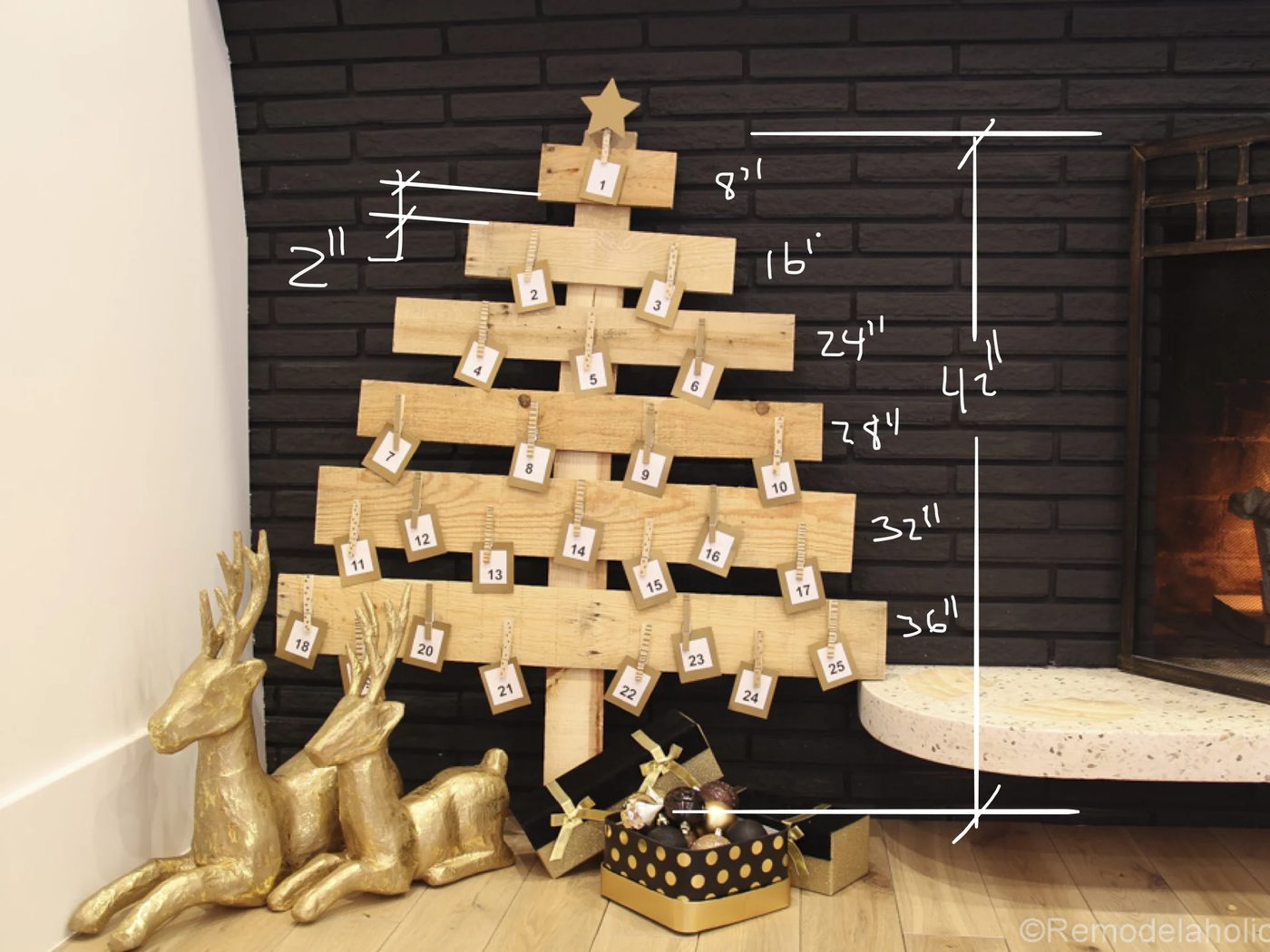 pallet wood Christmas Advent Calendar dimensions