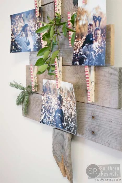 Handmade Pallet Wood Christmas Tree Photo & Card Holder