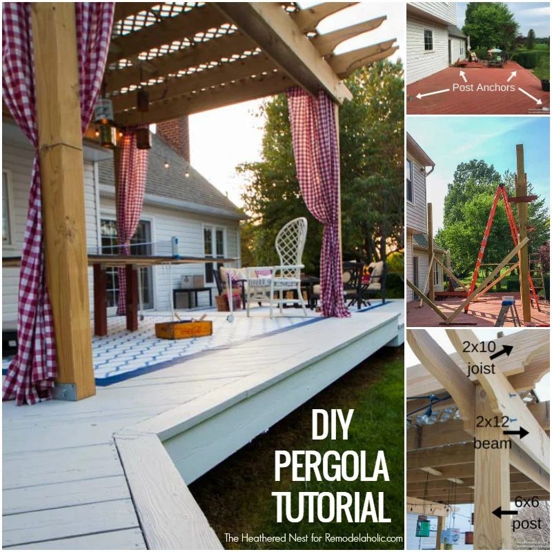 Build a Handmade pergola to make your backyard well fitted for relaxing and entertaining! Full walkthrough from The Heathered Nest on Bekob.com