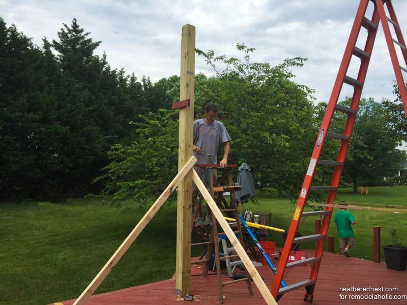 Installing 6x6 posts, using 2x4's for temporary bracing | Handmade deck pergola walkthrough