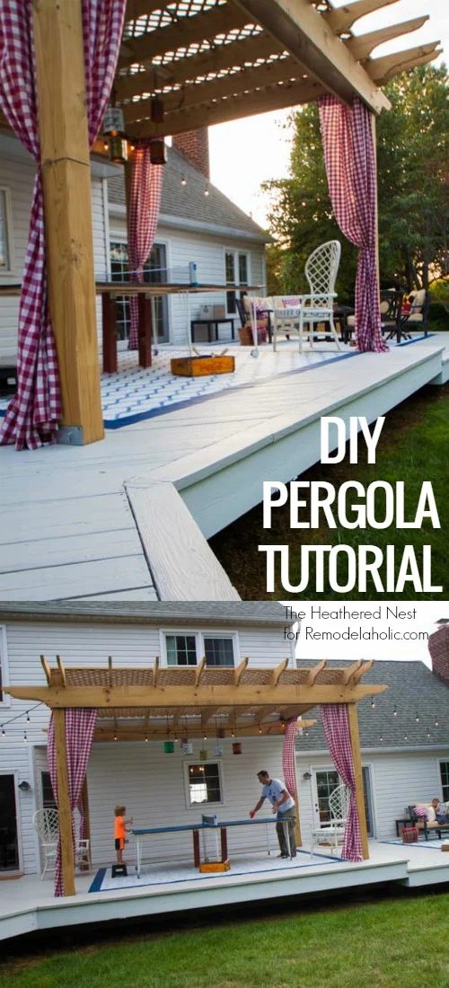 Make your backyard deck even more memorable this summer with this custom Handmade pergola. walkthrough from The Heathered Nest on @Bekob