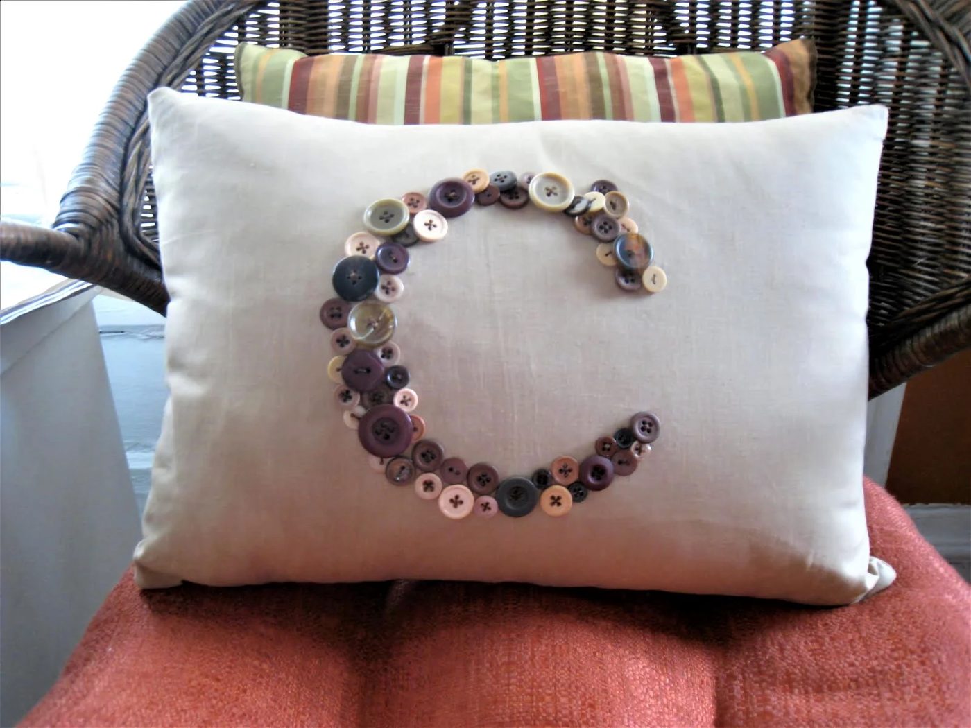 7 Mongram Button Pillow 023358