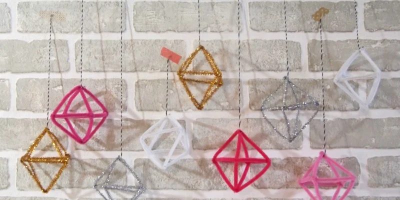 straightforward Handmade Pipe Cleaner Himmeli Ornaments; Day 2