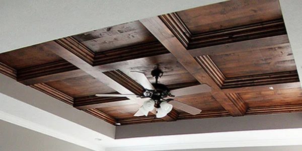 Handmade Master Bedroom Wood Coffered Ceiling