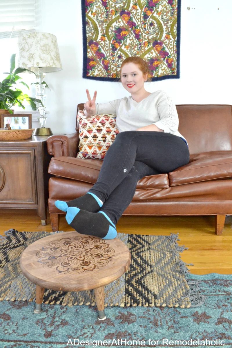 adesignerathome-boho-eclectic-living-room-thrifted-decor-furniture-high-style-handmade-pieces-mandala-burned-foot-stool