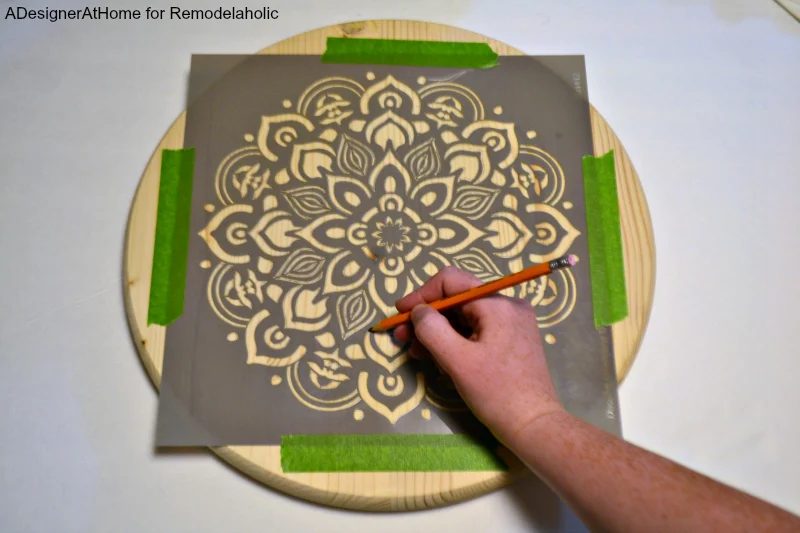 mandala-stencil-taped-wood-precut-round-circle-trace-pencil