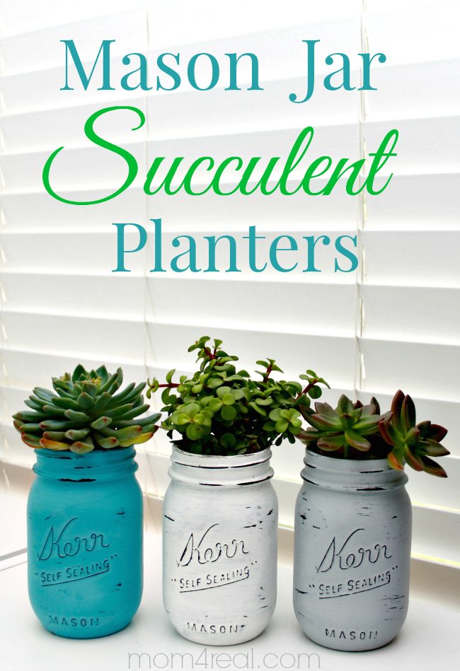 painted mason jar succulent planters