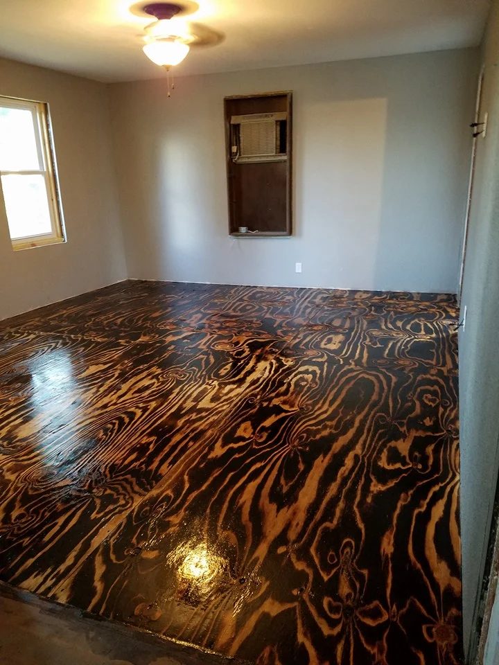 Plywood Sheet Flooring, Bob Schoenfelder, Burned Plywood Floor, Featured On @Bekob