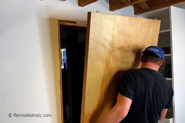 Handmade Pocket Door Installation Video walkthrough, Place Door On Track, Bekob