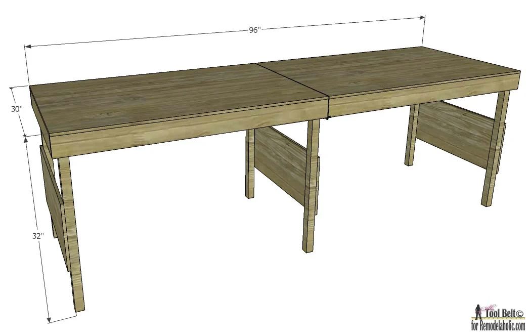 portable folding workbench plans, 8 ft dimensions
