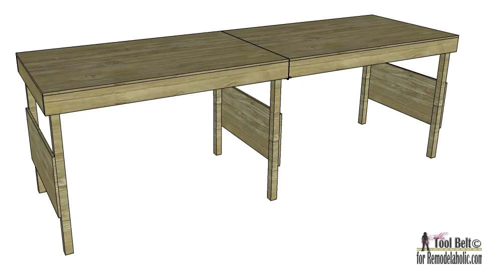 Handmade portable folding workbench plans or large table for an outdoor wedding
