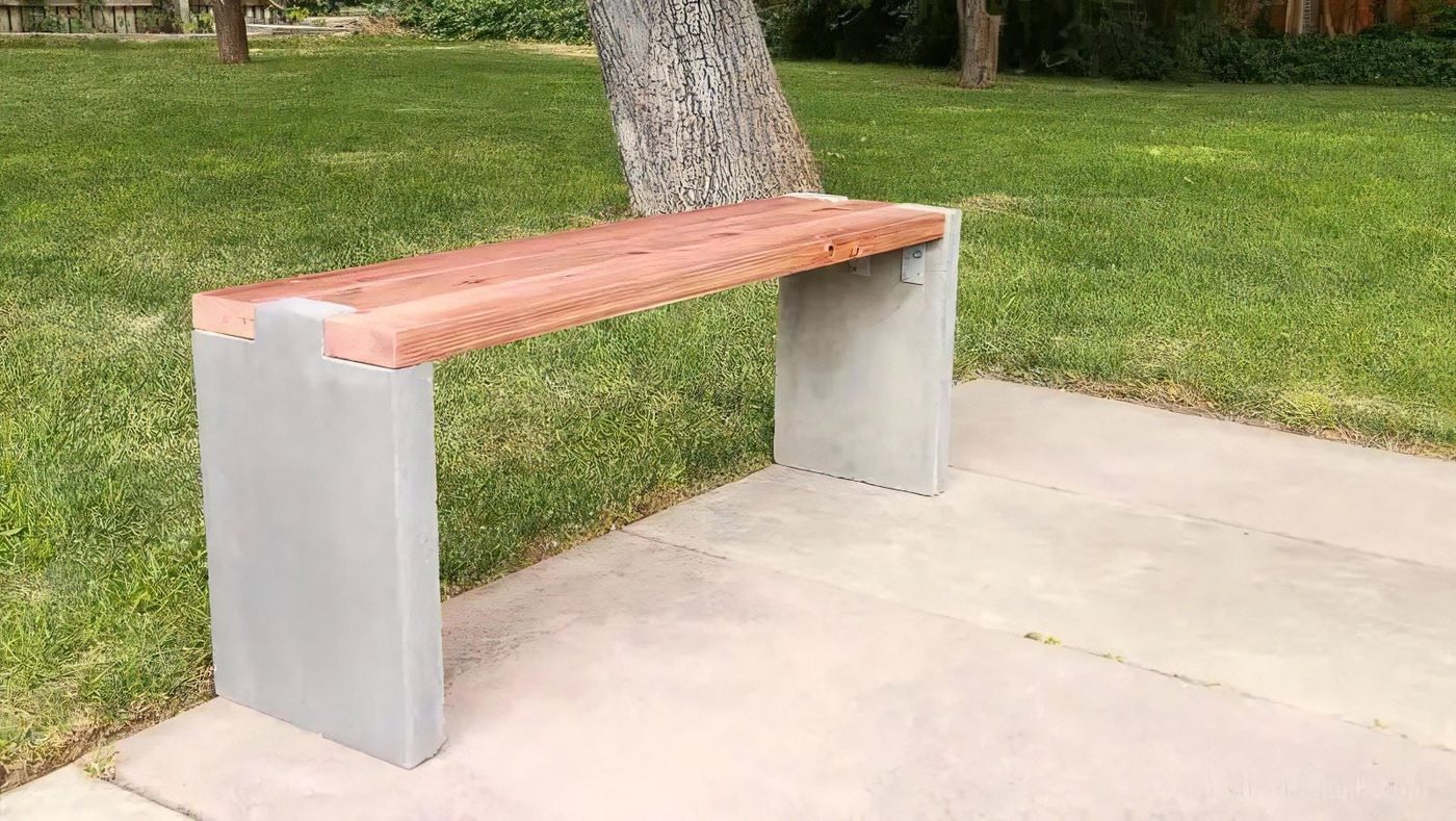 6a Handmade Modern Concrete And Redwood Bench @Bekob 8420 050016