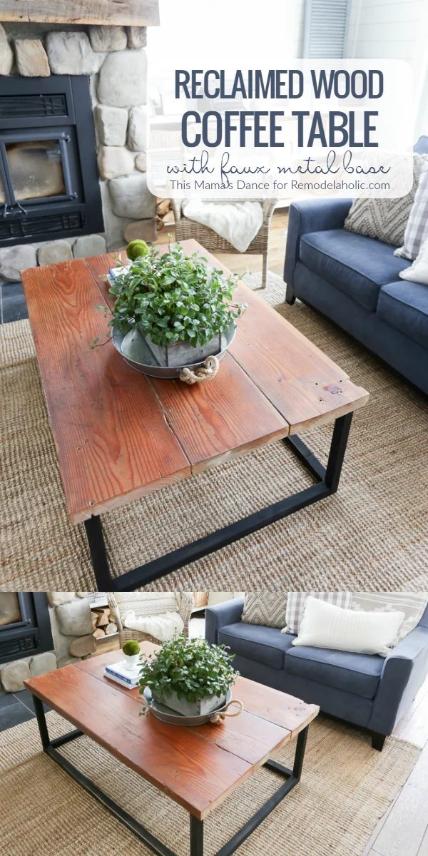 How To Build A Reclaimed Wood Coffee Table With A Faux Metal Base | first-time-friendly building walkthrough | pocket hole jig | spray paint