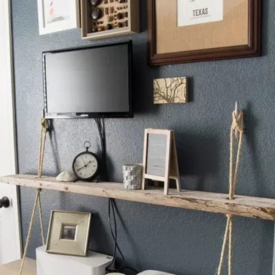 Nautical Organization straightforward Handmade Floating Rope Shelf