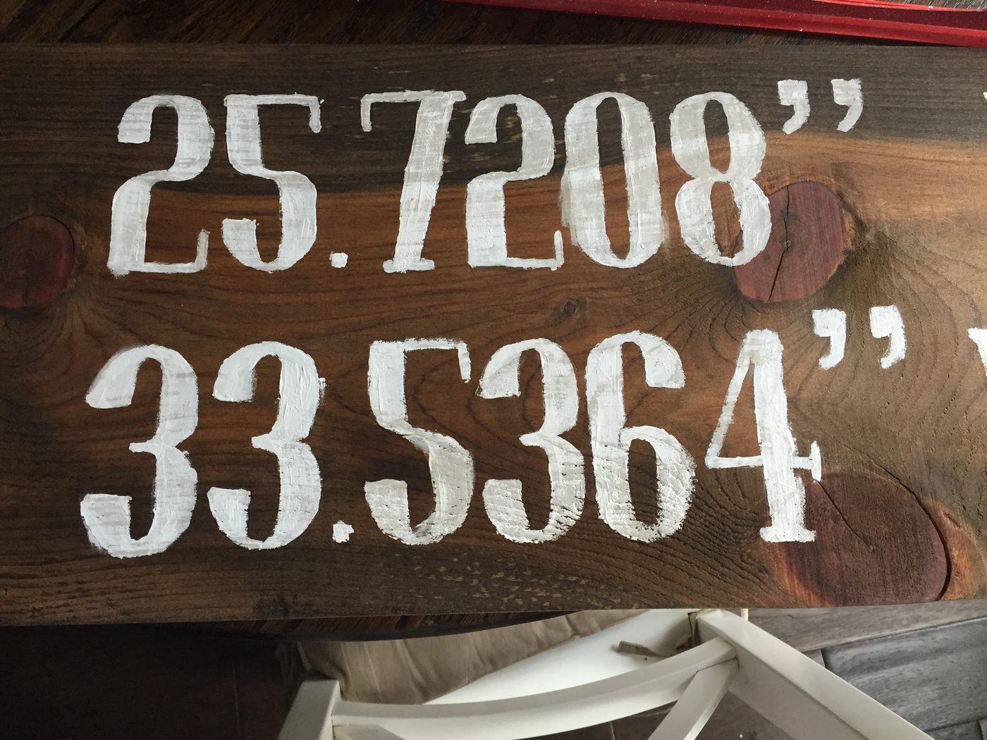 Handmade Reclaimed Longitude/Latitude Sign| Finished Painted Letters