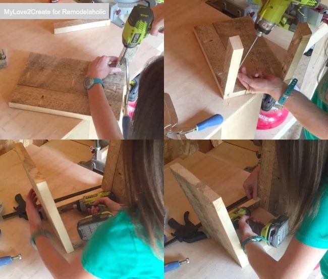 attach stool legs to Handmade wood step stool using pocket holes