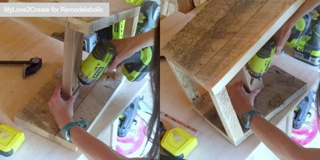 attach supports for Handmade wood step stool