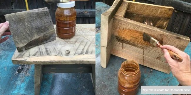 how to stain wood to match reclaimed wood stool