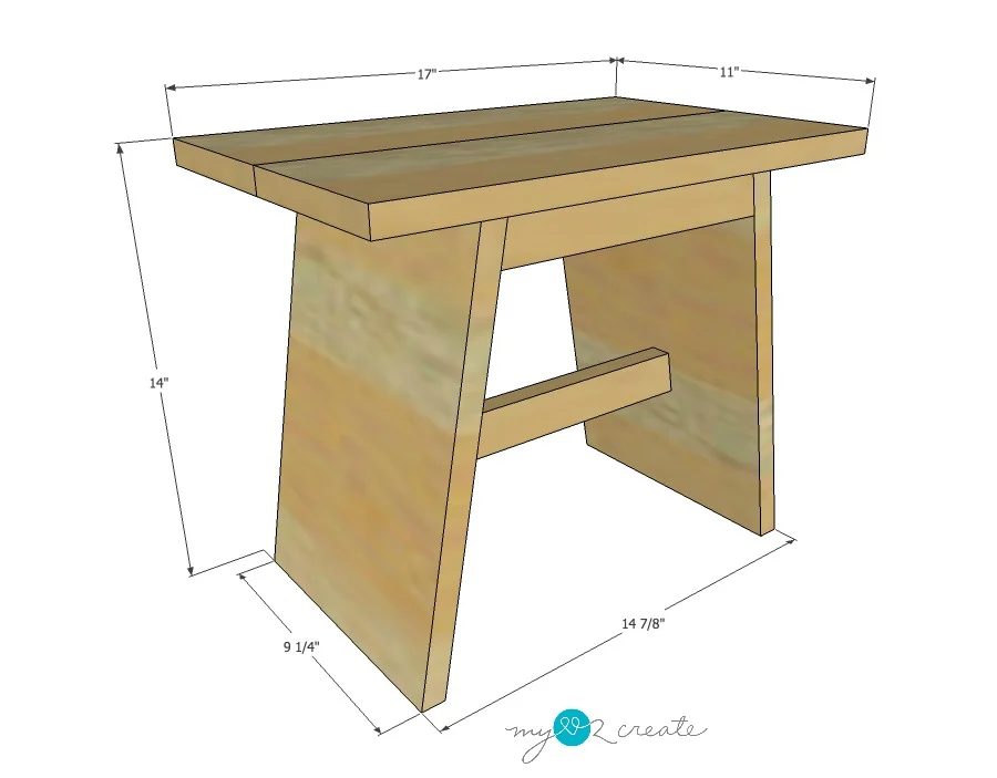 Handmade Reclaimed Wood Stool Overall Dimensions , MyLove2Create