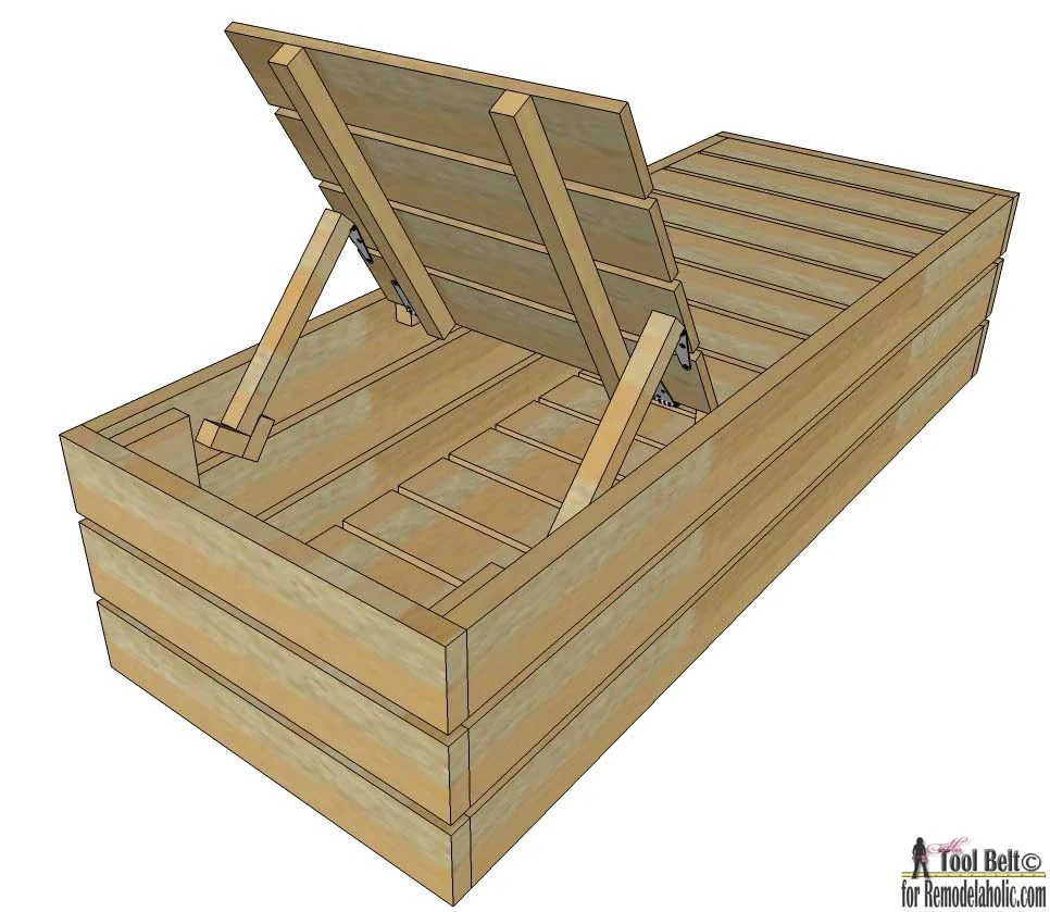 Enjoy the weather outdoor in style. Build a Handmade outdoor lounge chair with storage following these deck lounger woodworking plans.