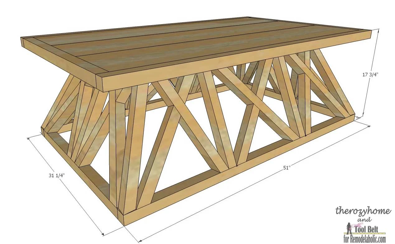 Trestle Door Coffee Table-overall dimensions