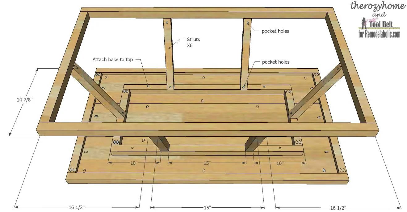 Trestle Door Coffee Table-attach bases and struts