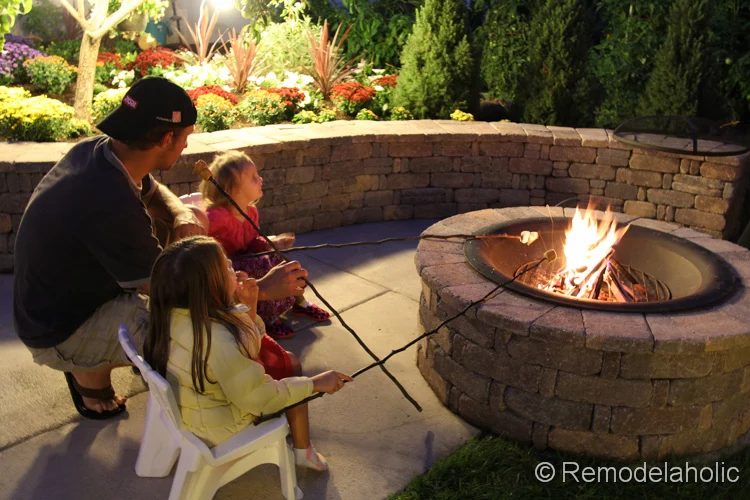 handmade seat wall and fire pit kit