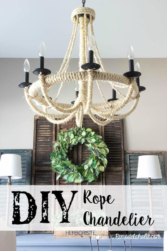 Give a basic light fixture an update with some inexpensive and unconventional materials! This Handmade rope chandelier is straightforward and looks great.
