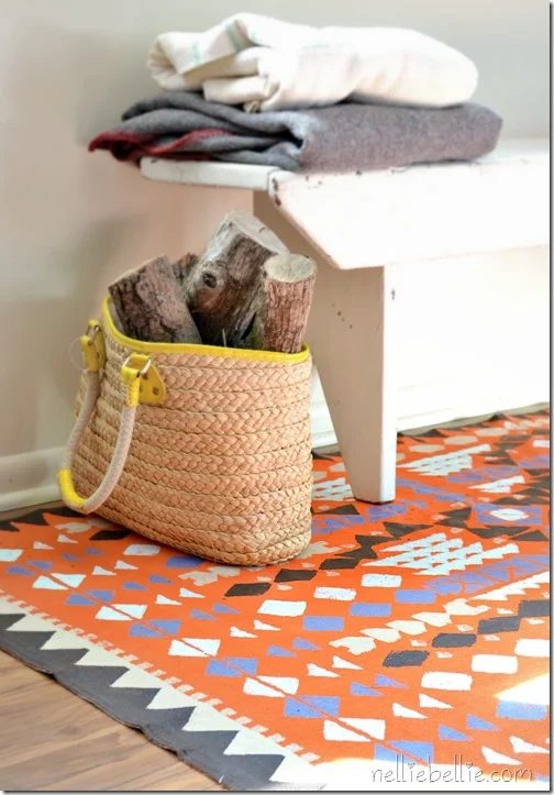 stamped dropcloth rug