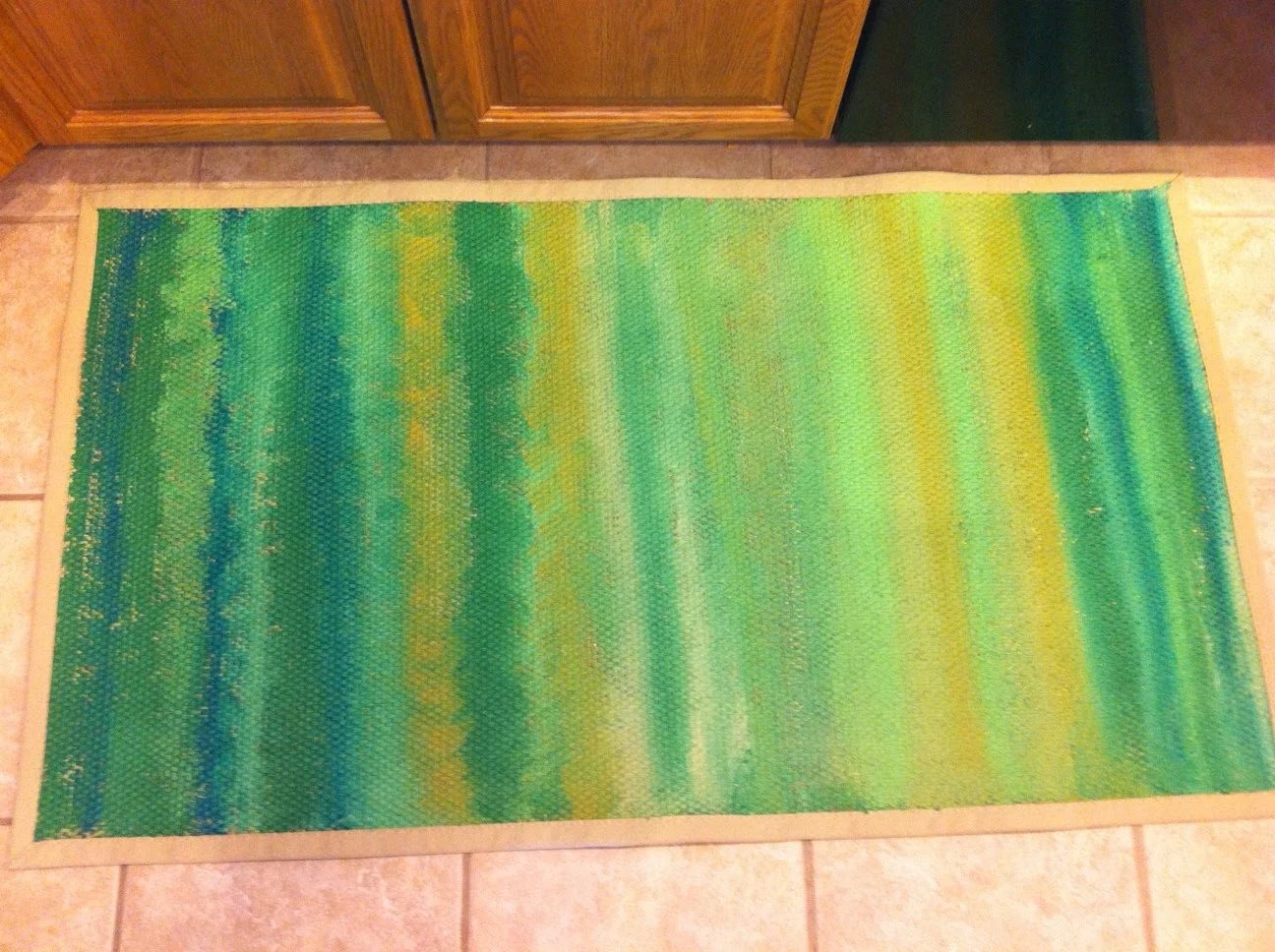 freehand painted striped rug