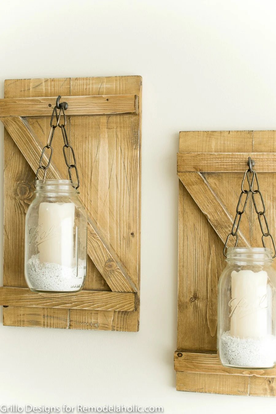 Weathered Wood Mason Jar Candle Hangers | How To Make A Rustic Hanging Mason Jar Candle Holder or Vase | Farmhouse Style Wall Decor | Handmade walkthrough