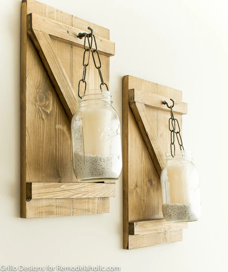 Wooden Mason Jar Candle Hangers, How To Make A Rustic Hanging Mason Jar Candle Holder or Vase | Farmhouse Style Wall Decor | Handmade walkthrough