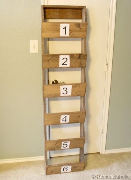 Number Stencil On Farmhouse Wood Storage Wall Bins Bekob