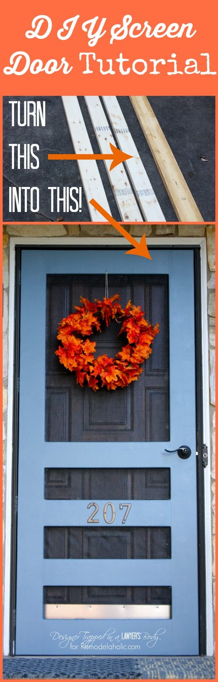 Handmade Screen Door walkthrough by Designer Trapped in a Lawyer's Body for Bekob.com. #diyscreendoor #diydoor