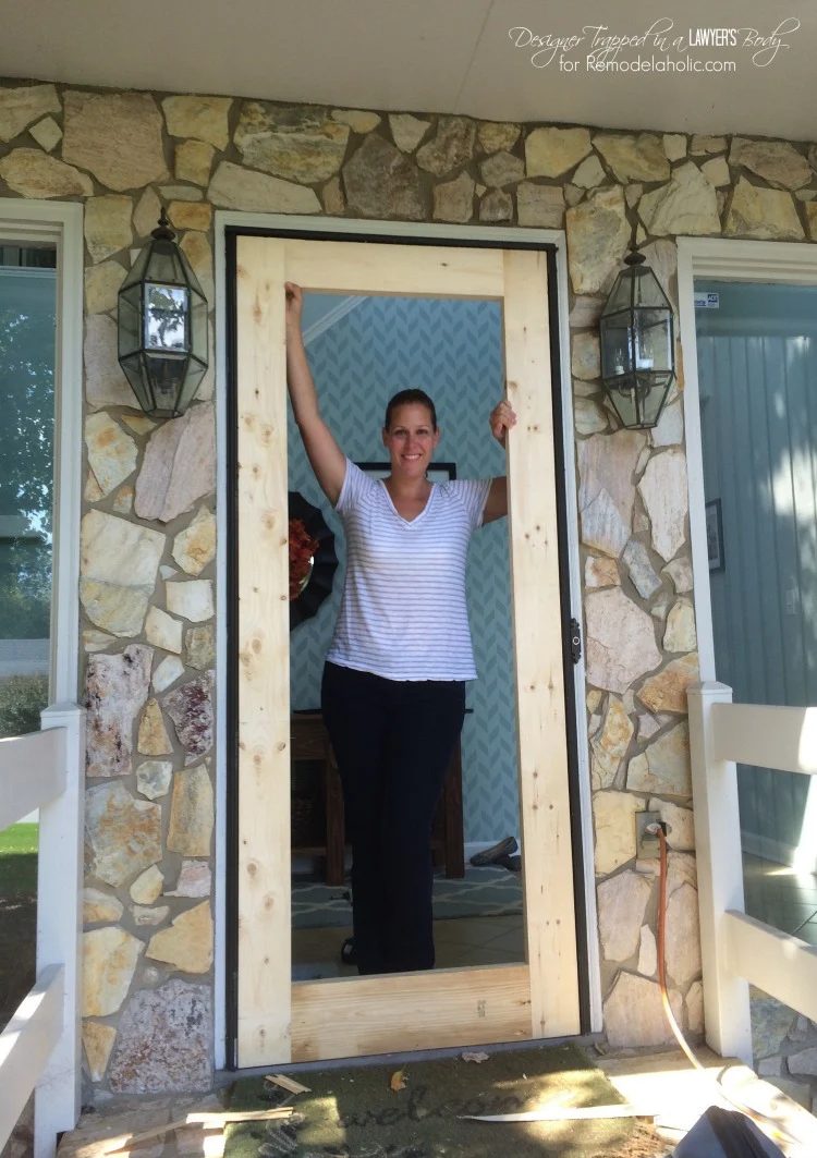 Handmade Screen Door walkthrough by Designer Trapped in a Lawyer's Body for Bekob.com. #diyscreendoor #diydoor