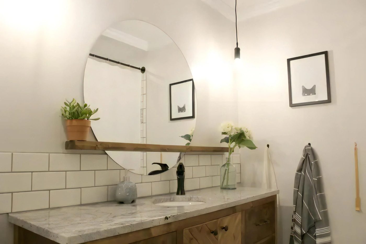 12 Modern Bathroom Round Sunrise Floating Mirror Handmade Woodshop Diaries Featured On @Bekob 1 094131